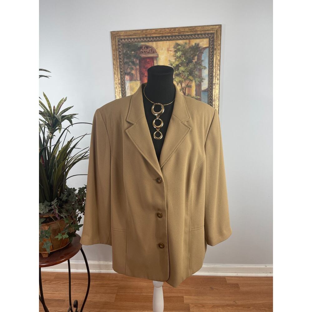Karen Scott‎ Blazer Jacket Womens 24W Camel Single Breasted Corporate Minimalist